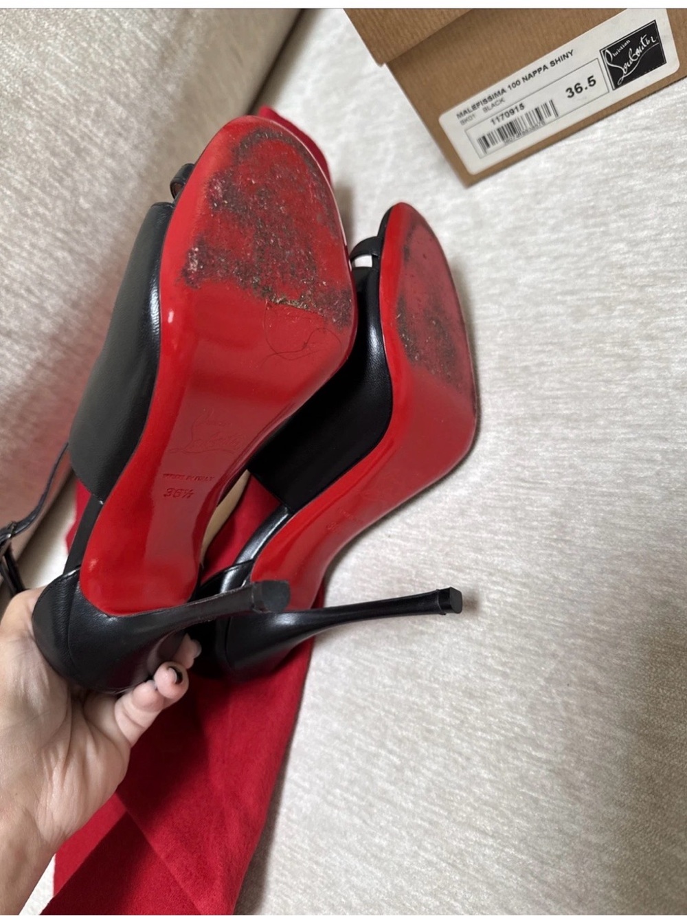 Christian Louboutin Malefissima 100 Nappa Leather Heels Black Size 36.5 - Picture 8 of 9
